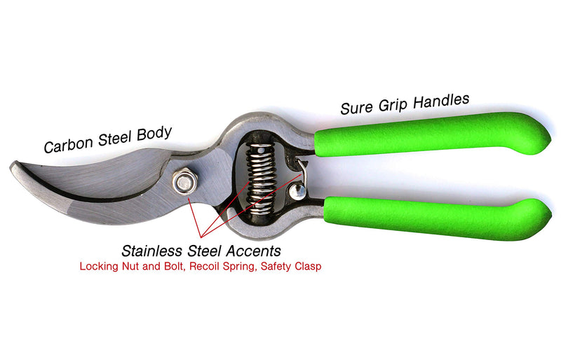 Garden Guru Indestructible All Steel Garden Clippers - GR8-Cut Professional Bypass Hand Pruner Pruning Shear with Comfort Grip Handles and Hardened Steel (Color May Vary) 1 Pack (8 inches long) Green - NewNest Australia