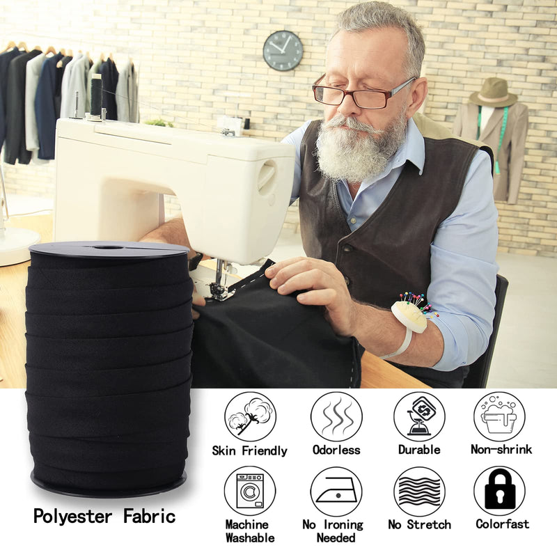 Bias Tape Double Fold 1 inch, Double Fold Bias Binding Tape 55 Yards (Black) and 4 Pieces Sewing Fabric Chalks for Crafts, Sewing, Seaming, Hemming, Piping, Quilting. black - NewNest Australia