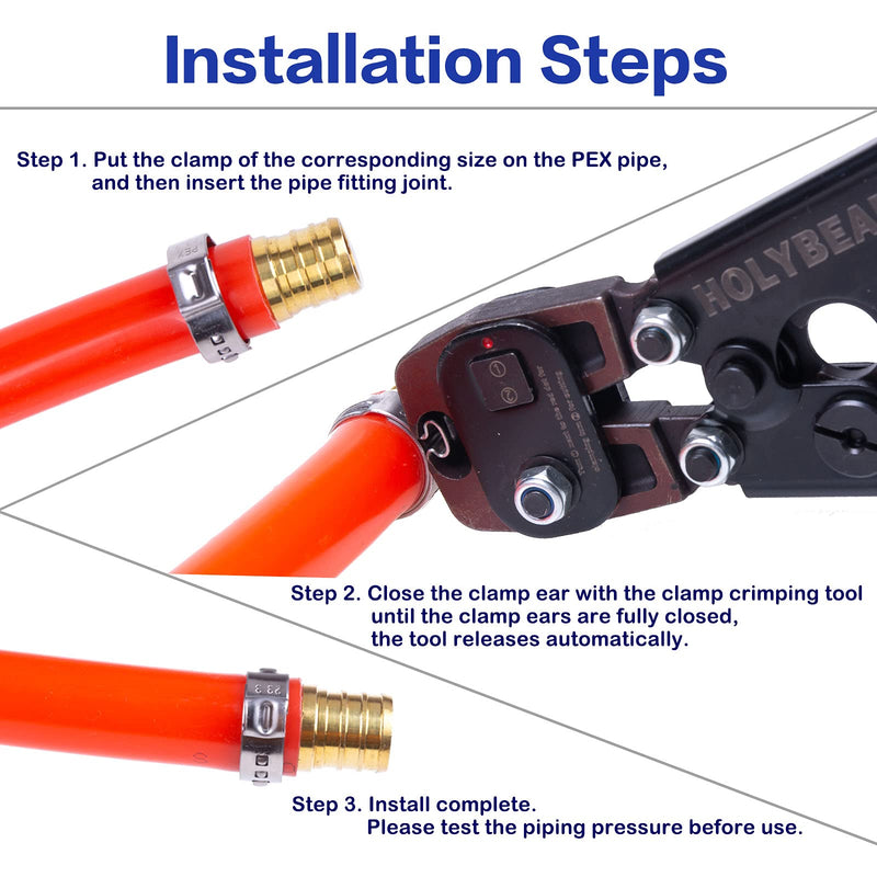HOLYBEAR 50 pcs 1/2 Inch PEX Cinch Clamps Stainless Steel Crimp Rings Pinch Clamps for PEX Tubing Pipe Fitting Connections - NewNest Australia