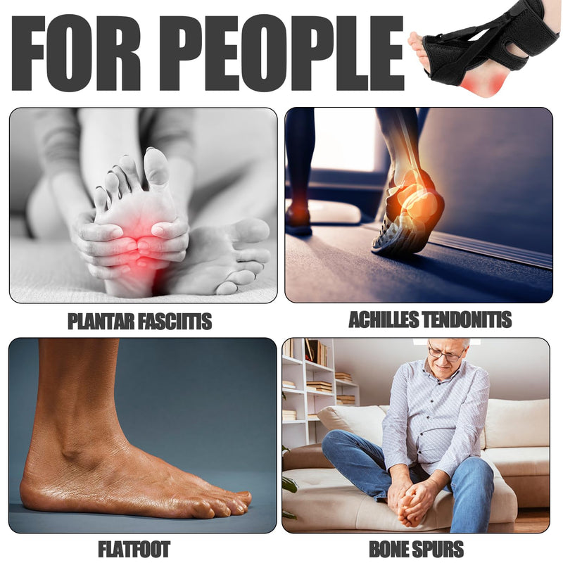 MEMOFYND Night Splint for Plantar Fasciitis, Adjustable Plantar Fasciitis Splint, Suitable for Foot Hanging Correction Braces, Support Bands, Heel Tendonitis, Ankle and Foot Pain (Black) - NewNest Australia