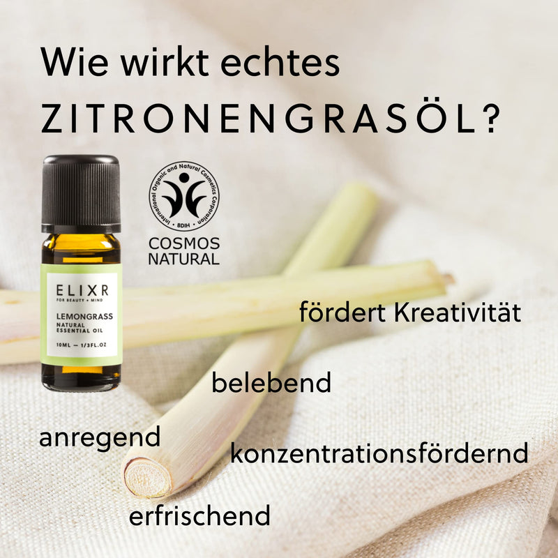 Elixr Lemon Grass Oil For Room Scenting For Aromatherapy As A Massage Oil 100 Natural Essential Oil From Lemon Grass Certified Natural Cosmetics From Germany 10 Ml - NewNest Australia