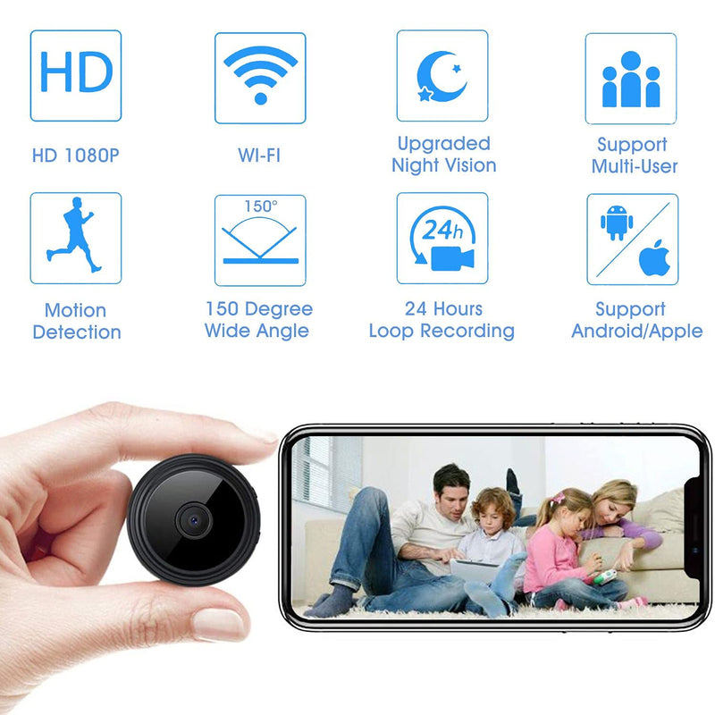 Spy Camera WiFi 1080P Home Security Camera Mini Hidden Camera with Audio Live Feed Motion Detection Night Vision Video Record Playback Phone App Control for Nanny Cam/Pet Camera/Car Camera - NewNest Australia