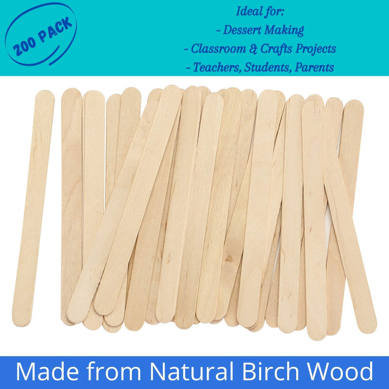 Mr. Pen- Popsicle Stick, Craft Sticks, 4.5 Inch, 200 Pack, Wax Sticks, Popsicle Stick Crafts for Kids, Wood Sticks, Wooden Sticks for Crafts, Sticks for Crafting, Ice Cream Sticks, Wood Craft Sticks - NewNest Australia