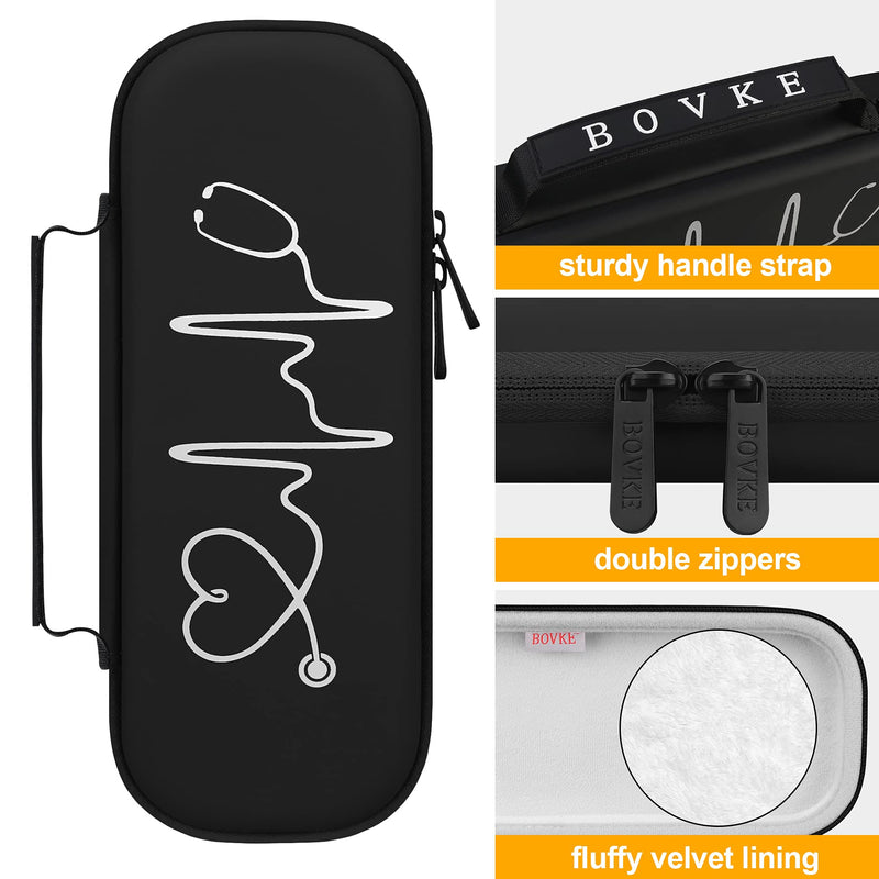 BOVKE Stethoscope Case, Lightweight Slim Stethoscope Holder for 3M Littmann Classic III, Lightweight II S.E, Littmann Cardiology IV, MDF Acoustica Deluxe Stethoscopes, Black - NewNest Australia