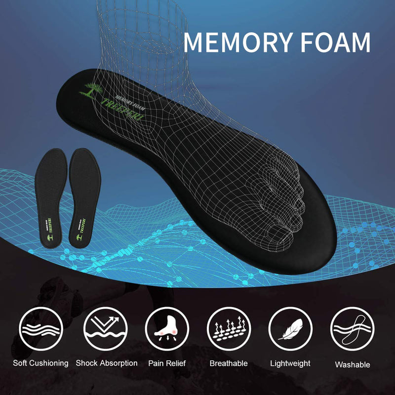TREEPERI Memory Foam Insoles for Men and Women, Comfort Shoe Inserts, Cushioning Shoe Insoles for Sports Shoes, Trainers, Sneakers, Walking Boots, Work Shoes (1 Pair) 7 Men-black[1 Pair] - NewNest Australia