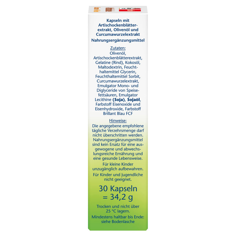 Doppelherz Artichoke + Olive Oil + Curcuma - Vegetable Dietary Supplement With Artichoke & Turmeric Extract As Well As Omega 9 Fatty Acids - 30 Capsules (Pack Of 1) - NewNest Australia