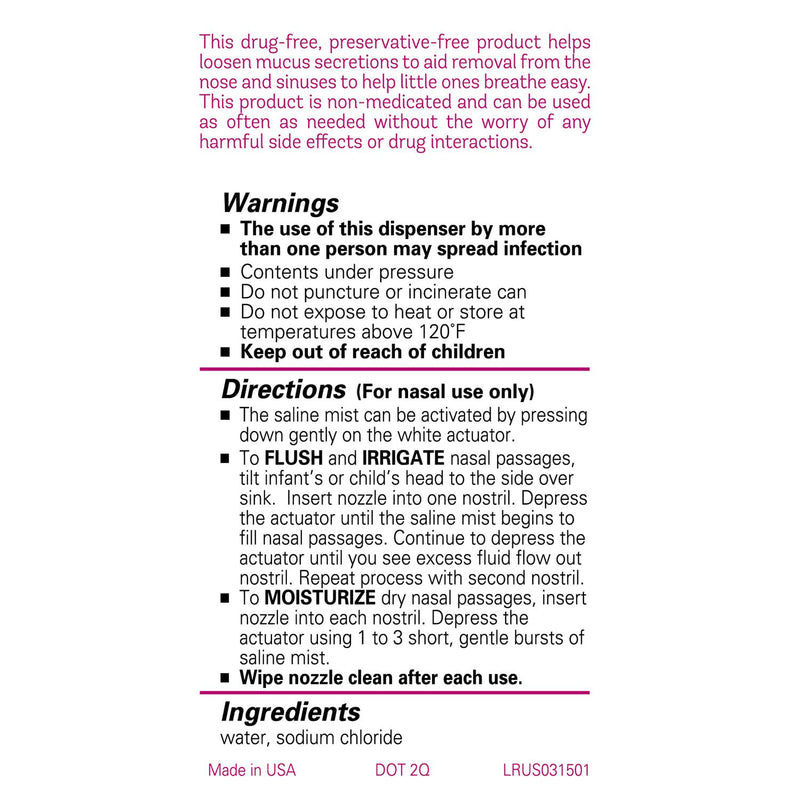Little Remedies Sterile Saline Nasal Mist, Safe for Newborns, 3 fl oz 3 Fl Oz (Pack of 1) - NewNest Australia
