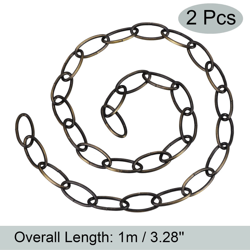 MECCANIXITY Pendant Light Fixture Chain, 3.2mm Thick 1m Long Chandelier Hanging Links, Iron Electroplated Bronze, Pack of 2 - NewNest Australia