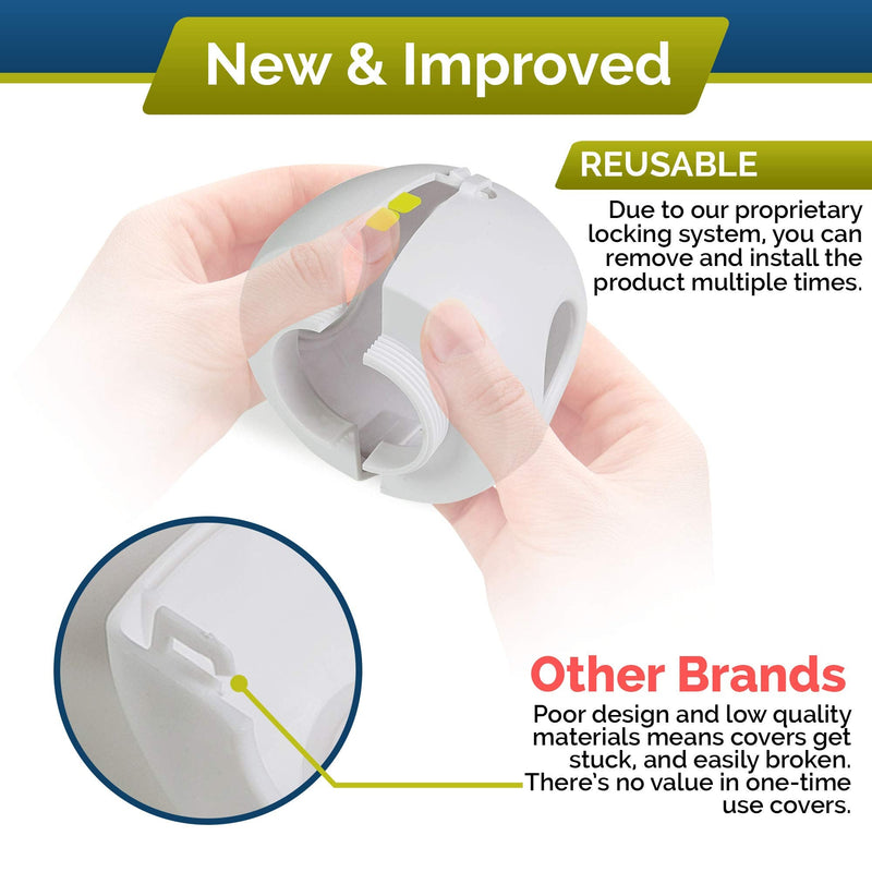 Child Safety Door Knob Cover (4 Pack) Hard-to-Remove Dual-Lock Door Handle Covers for Kids - Reusable Baby Proof Door Knob Locks - Installs Easily, No Tools Needed 4 White - NewNest Australia