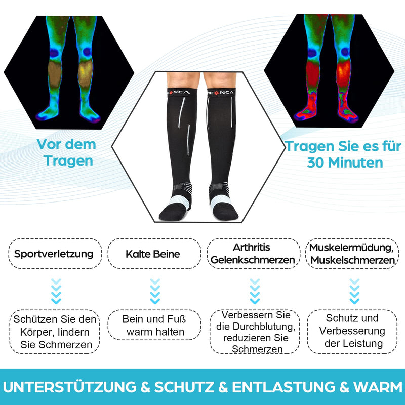 Neenca Compression Stockings (20-30 Mmhg), Medical Compression Socks For Women & Men Support Socks For Recovery From Injury & Pain Relief, Sports Protection, Running, Sports, Flight - 1 Pair - NewNest Australia