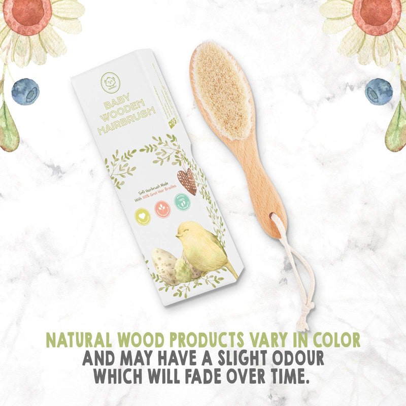 Baby Hair Brush - Baby Brush with Soft Goat Bristles - Cradle Cap Brush - Perfect Scalp Grooming Product for Infant, Toddler, Kids (Walnut, Oval) Brown 1 Count (Pack of 1) - NewNest Australia