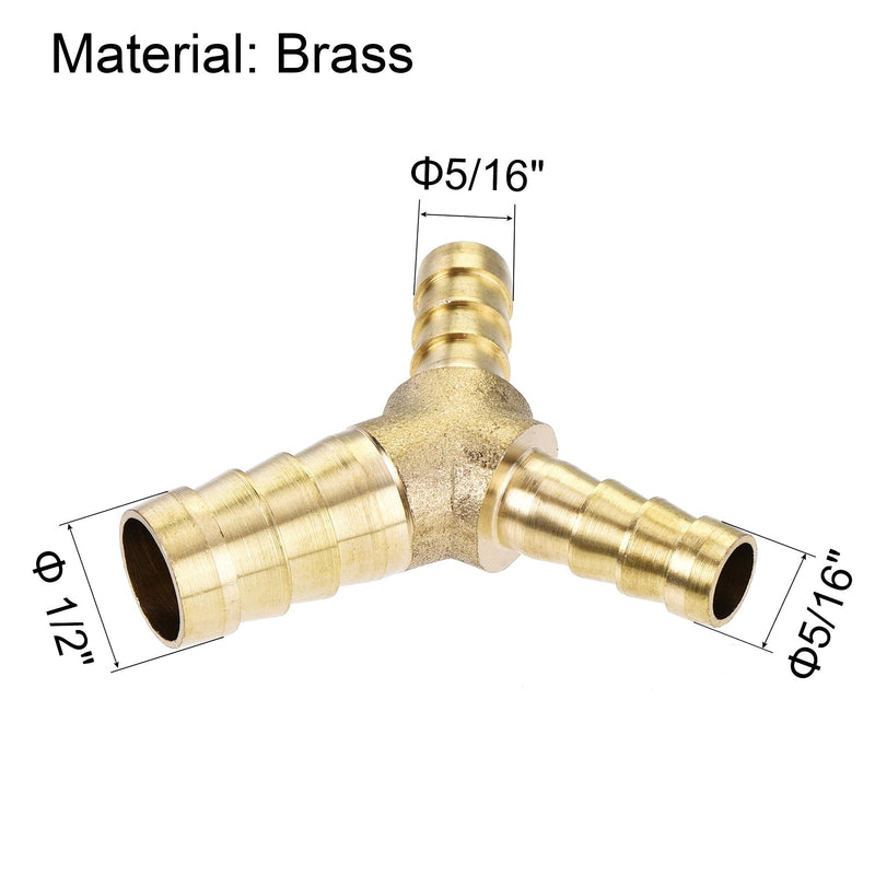 uxcell Reducing Barb Hose Fitting Y Shape Pipe Connector Brass 1/2" x 5/16" x 5/16" 2Pcs 1/2" x 5/16" x 5/16" - NewNest Australia
