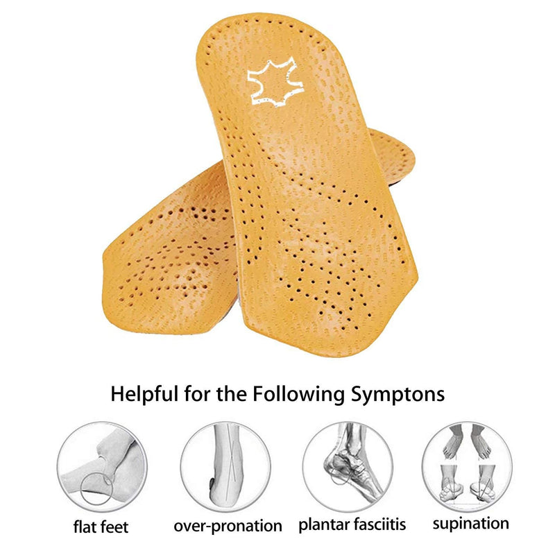 Orthotic Insoles 3/4 Length, Half Plantar Fasciitis Support with Metatarsal Pad Heel Cushion, Light Leather Foot Shoe Inserts for Women and Men, High Arch Support for Flat Feet Walking Exercising, M M| 7~8.5 UK - NewNest Australia