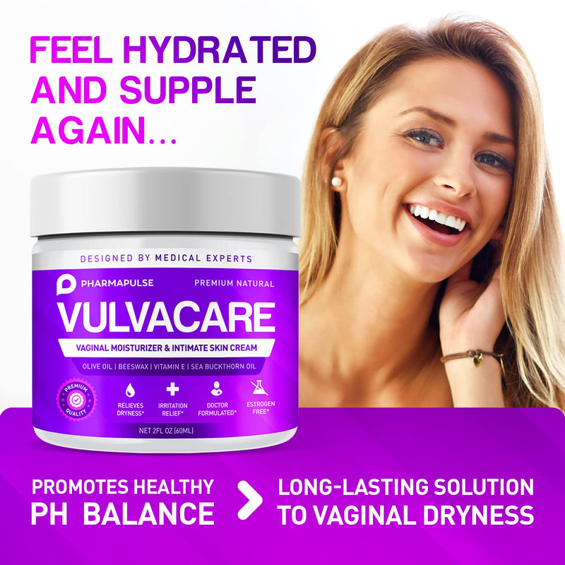 Organic Vaginal Moisturizer, Vulva Balm Cream, Intimate Skin Care, Menopause Support - Relieves Dryness, Itching, Burning, Redness, Chafing, Odor, Irritation - Estrogen Free 2oz 2 Fl Oz (Pack of 1) - NewNest Australia