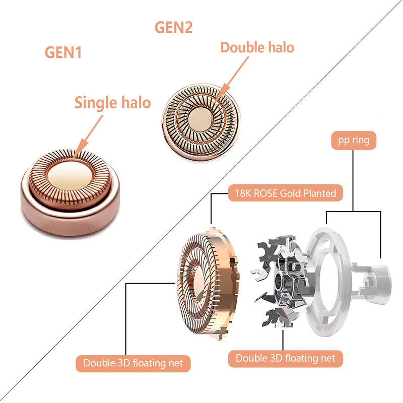 Women Facial Hair Remover Replacement Heads Next Generation Apply to Flawless Finishing Touch Facial Epilator, Painless Hypo-Allergenic Replacement Blades for Lady Shaver Rose Gold Replacement Heads - NewNest Australia