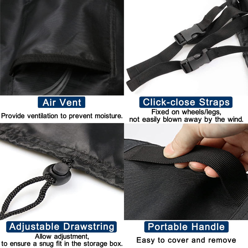 Kingling Deck Box Cover, Outdoor Storage Box Cover Waterproof, Outside Storage Bench Deck Boxes Covers Black (46" L x 18" W x 23" H) 46" L x 18" W x 23" H - NewNest Australia