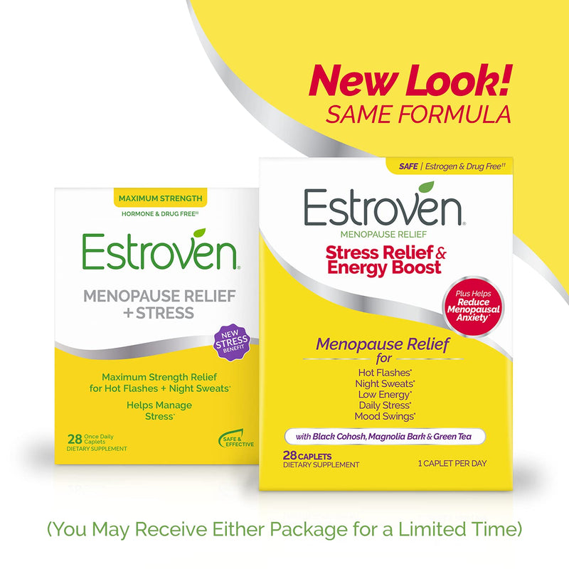 Estroven Stress Relief & Energy Boost for Menopause Relief, Helps Reduce Hot Flashes and Night Sweats, Stress Management Support*, 28 Count 28 Count (Pack of 1) - NewNest Australia