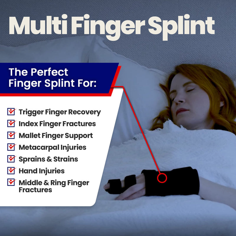Trigger Finger Splint Finger Brace – Supports Two or Three Fingers. Help Broken Fingers Hand Contractures, Arthritis, Tendonitis, Mallet Fingers or Hand Splint for Metacarpal Fractures (Left - S/M) Left - Small/Med - NewNest Australia