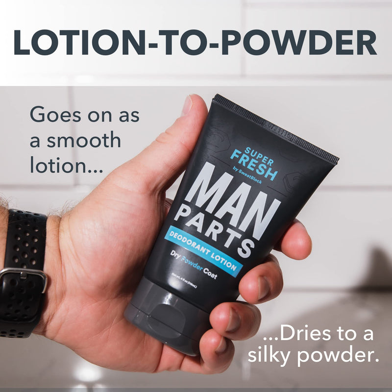 Super Fresh Ball Deodorant for Men by SweatBlock | Prevent Sweaty Man Parts & Odor (Balls, Butt and Groin) | Talc-Free | Lotion-to-Powder, No Mess, Quick-Dry Formula | 4 fl oz Tube - NewNest Australia