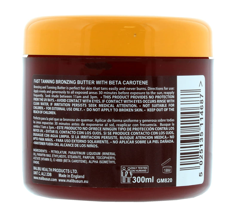 Malibu Fast Tanning Water Resistant Bronzing Body Butter with Beta Carotene, 300ml - NewNest Australia