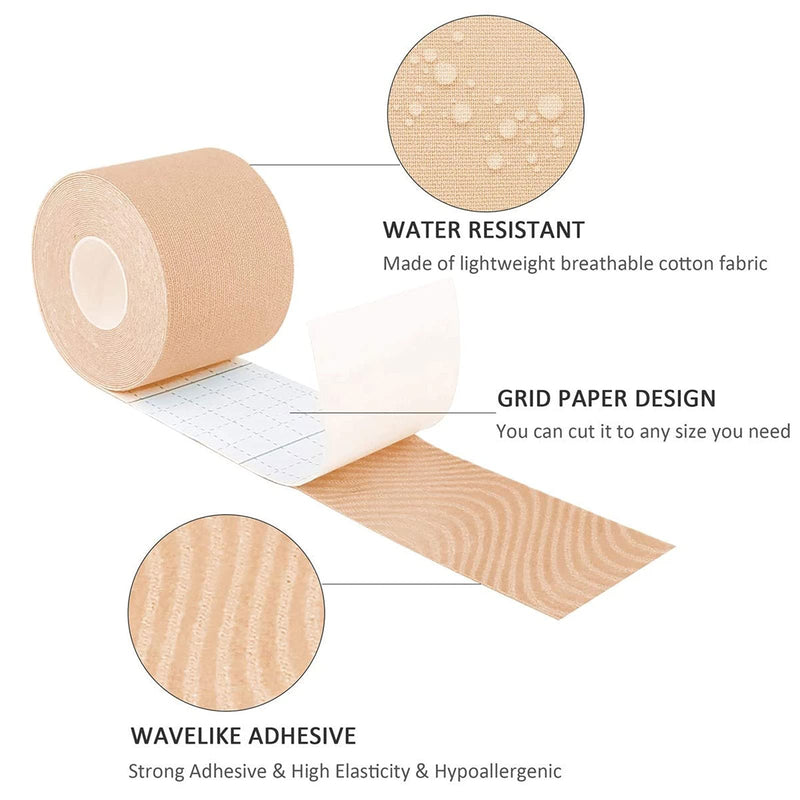 4 Roll Kinesiology Tape 5m Extra Sticky Kinesiology Tape Elastic Muscle Support Tape Waterproof Athletic Physio Muscles Strips Breathable for Exercise, Sports & Injury Recovery Skin Color - NewNest Australia