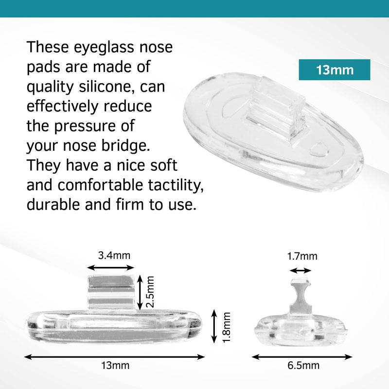 Glasses Nose Pads Push-In Silicone Teardrop Shape Pack of 10 Pairs 13mm by Sports World Vision 10 Pairs 13mm Push Fit - NewNest Australia