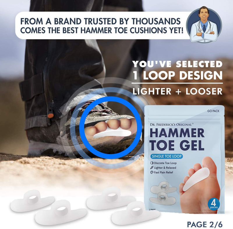 Dr. Frederick’s Original Hammer Toe Cushions - 4 Hammertoe Gel Pads - Claw Toe - Temporary Corrector - Great for Diabetic Feet 1 Loop - NewNest Australia