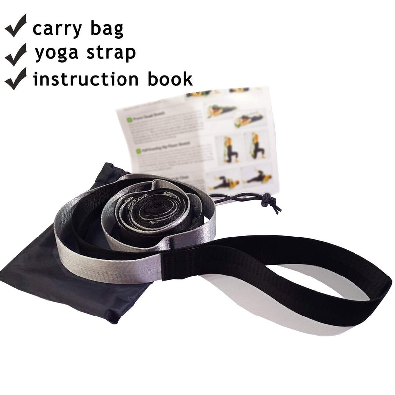 SANKUU Yoga Strap, Multi-Loop Strap, 12 Loops Yoga Stretch Strap, Nonelastic Stretch Strap for Physical Therapy, Pilates, Dance and Gymnastics with Carry Bag Black - NewNest Australia