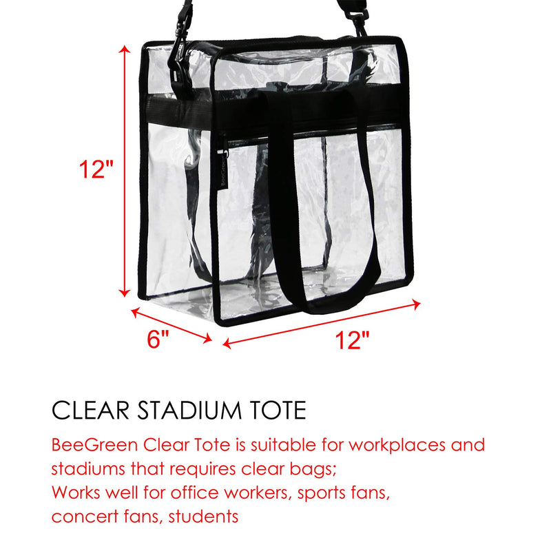 Stadium Clear Bags w Front Pocket and Shoulder Carry Handles,Stadium Events Security Approved Travel & Gym Vinyl Zippered Tote Bag Black - NewNest Australia