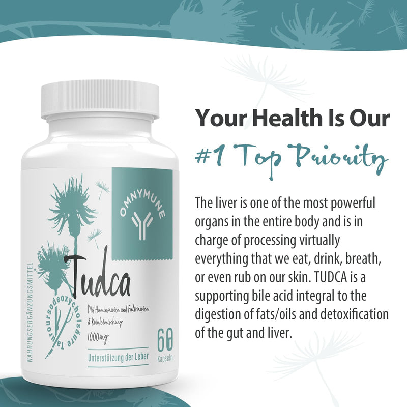 TUDCA (Tauroursodeoxycholic Acid) - Dietary Supplement for Liver - 1000mg per Serving, Premium Quality, High Absorption - 60 Capsules 60 Pieces (Pack of 1) - NewNest Australia