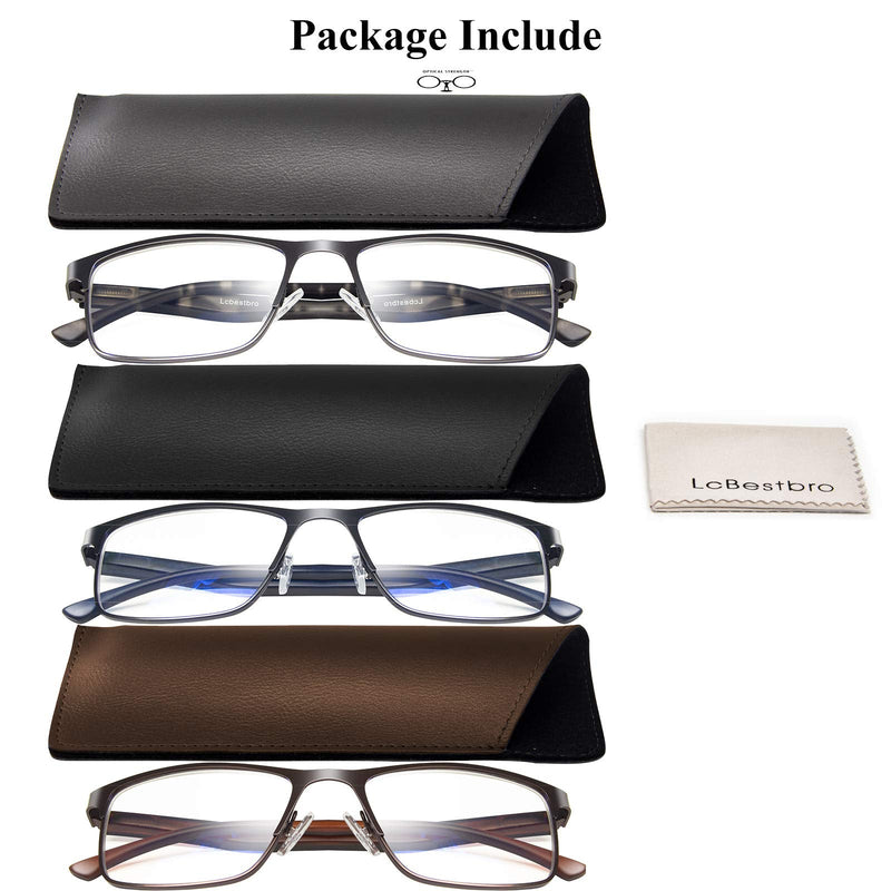 3 Pack Blue light Blocking Reading Glasses for Men, Stylish Metal Frame Readers 3 Pack Mix Color 1.0 x - NewNest Australia
