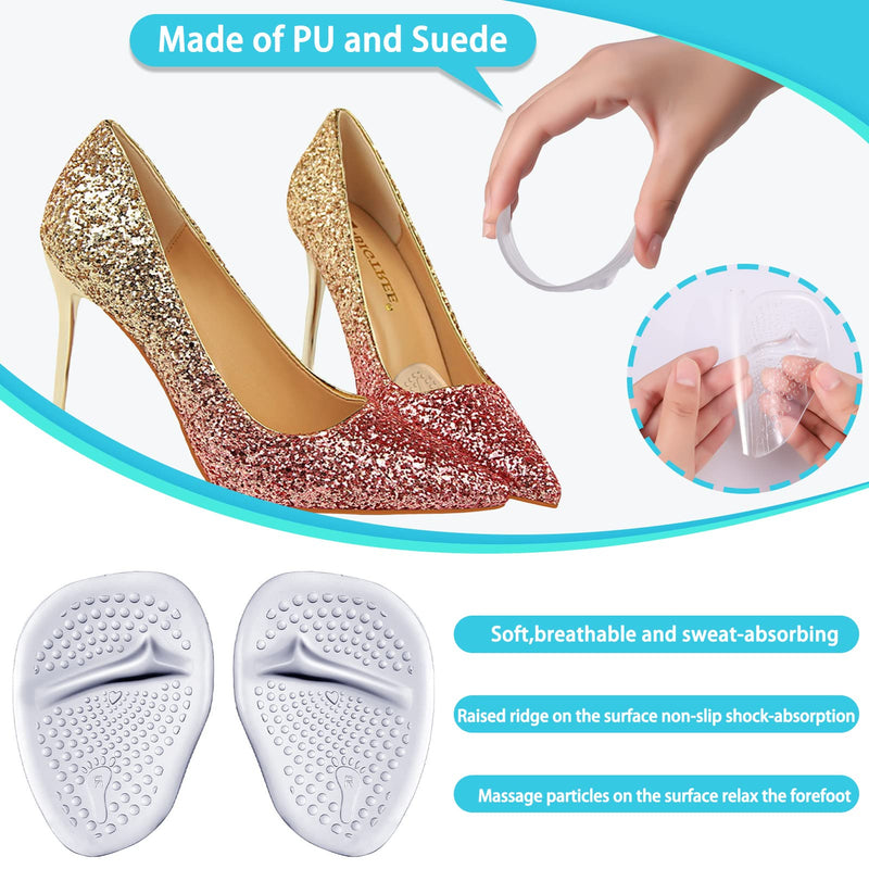 Fuyamp 3 Pairs Gel Insoles for High Heels, Metatarsal Pads Shoe Insoles High Heel Pads Foot Relief Pads, Soft Gel Pads Heel Inserts Foot Gel Pads Cushions Gel Cushions for Women Shoes Heels(Clear) Clear - NewNest Australia