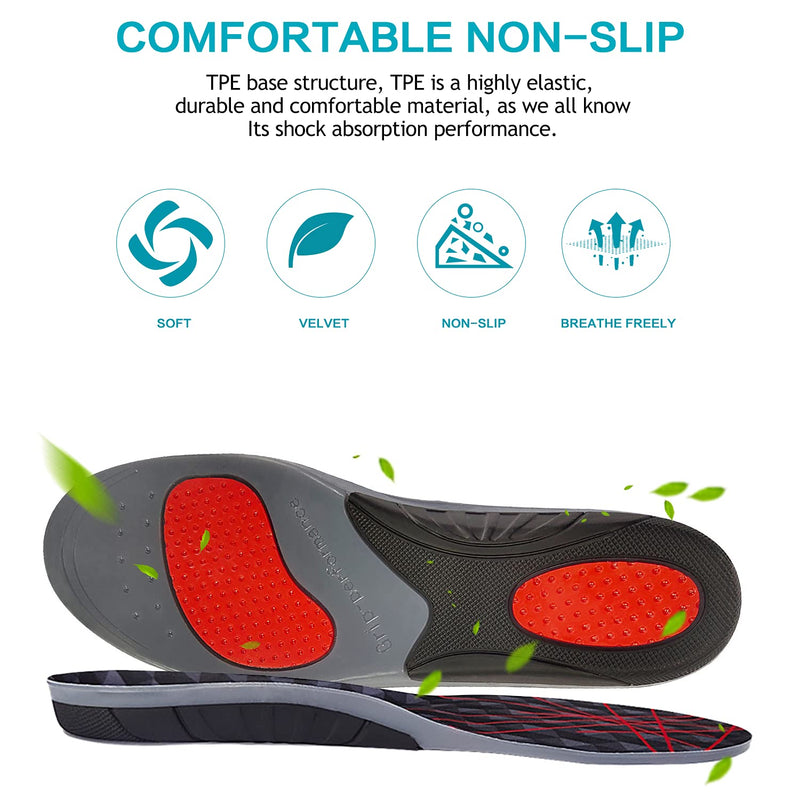 MOISO GEL Sports Work Comfort Insoles with Arch Support, Trimmable Inserts for Running Shoes Work Boots Trainers, Relieve Foot Pain for Men & Women 9-10 UK Women / 8-8.5 UK Men Black - NewNest Australia