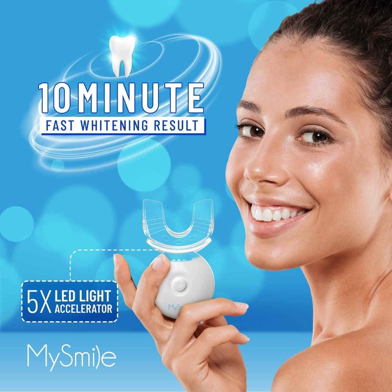 MySmile Teeth Whitening Kit with LED Light, 10 Min Non-Sensitive Fast Teeth Whitener with 3 Carbamide Peroxide Teeth Whitening Gel, Helps to Remove Stains from Coffee, Smoking, Wines, Soda, Food - NewNest Australia