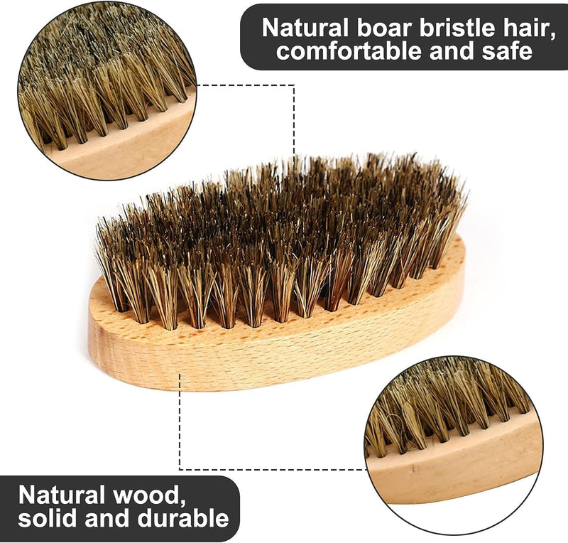 Beard Brush for Men Boar Bristle Hair Brush beard brush men Wooden comb Travel Daily Beard Care with Storage Bag For Softer Beard - NewNest Australia