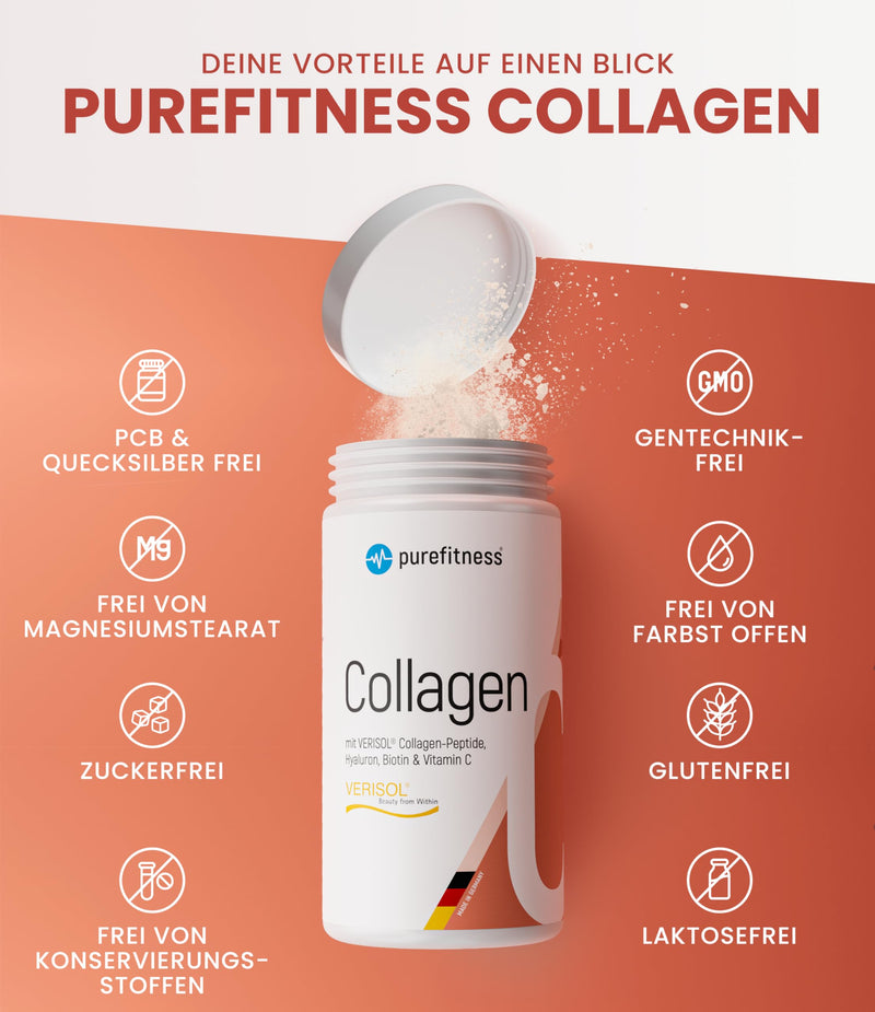 Purefitness Verisol® Collagen Powder 450 g [GRADE 1.3] with BEAUTY formula - Patented Verisol® Collagen Peptides - Collagen powder with hyaluronic acid, biotin & vitamin C - NewNest Australia