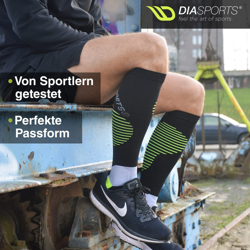 Diasports RUNSTARS compression socks for sports, running, marathon and triathlon | RUNSTARS premium compression socks with even compression and reinforced heel for women and men black/white M - NewNest Australia