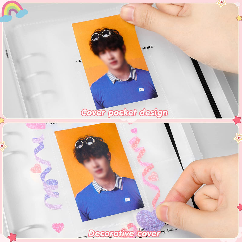 Kpop Photocard Holder Book Photocard Sleeves with Kpop Photocard Korean Stickers, A5 Binder Photocard Album 6 Ring Photocard Binder Card Protectors Sleeve Pages, 100 Cards, for 2 x 3 Inch Photocard - NewNest Australia