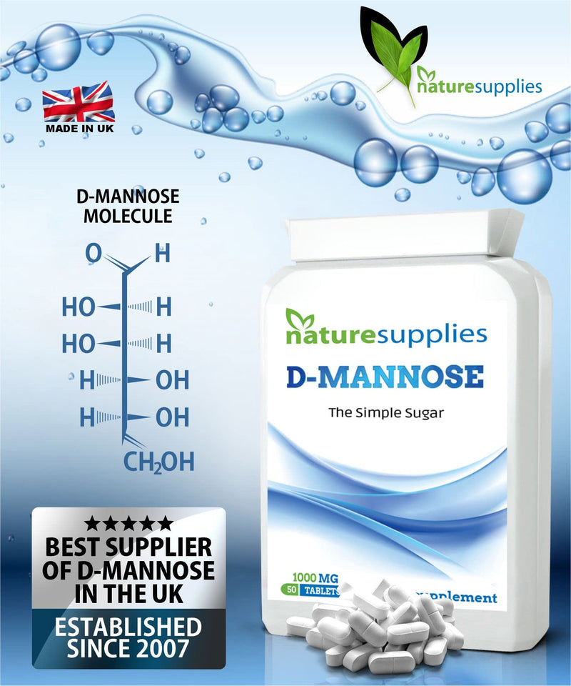 D-mannose Tablets 1000mg - Coated Tablet Easy to Swallow Longer Shelf Life 50 Pack - Suitable for Vegetarians and Vegans, A Premium Mannose Supplement from Naturesupplies - NewNest Australia