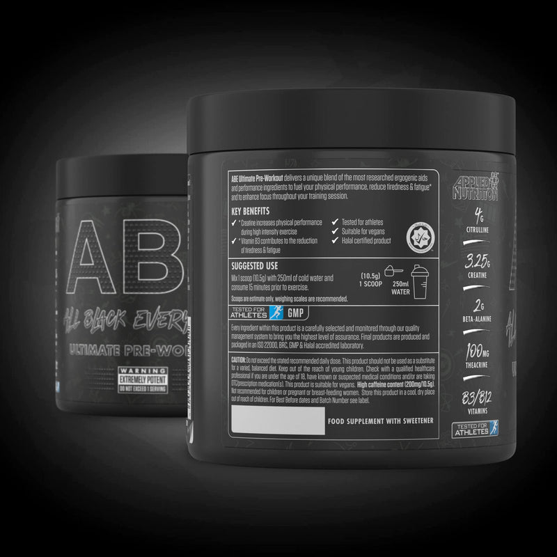 Applied Nutrition Abe All Black Everything Pre Workout Powder - Energy, Physical Performance With Citrulline, Creatine, Beta Alanine, Caffeine (315 G - 30 Servings) (Strawberry Mojito) - NewNest Australia