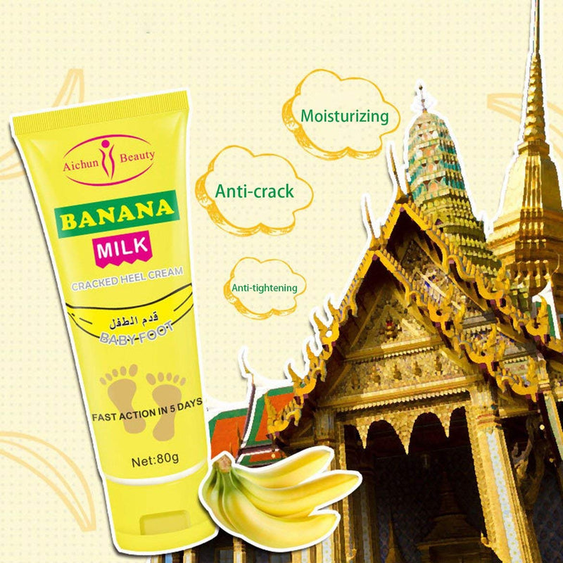 AICHUN BEAUTY Cracked Heel Cream Foot Care Banana Milk Cream Repair Relieves Rough Dry Skin Baby Foot Chilblains Hyperkeratosis 80g - NewNest Australia