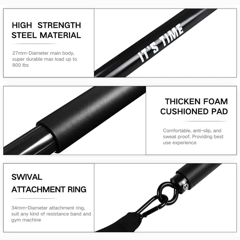 Innstar Resistance Bands Bar Exercise Bands Attachment 96Cm Black Maximum Load 362Kg For Home Fitness Training Full Body Training Power Lifting Fitness Bar Non-Removable Bar Black-96Cm - NewNest Australia