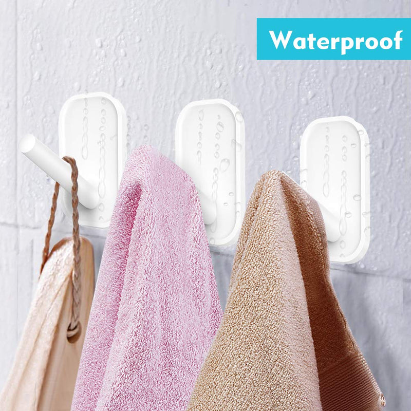 NewNest Australia - Adhesive Hooks, Heavy Duty Wall Hooks, Towel Hooks for Bathrooms 6 Value Pack, Clear Frosted Strips Hooks White Decorate, Sticky Hook for Backpack, hat, Scarf, Belt, Hanging Coats, Water-Resistant 6 Pack 