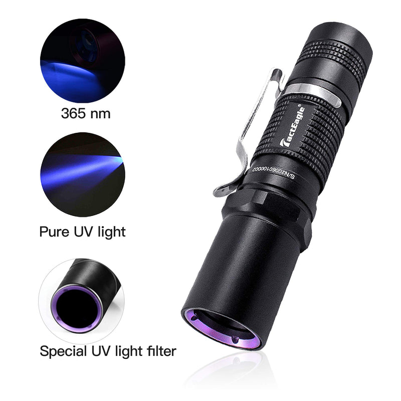 TactEagle UVA-T1 Black Light Flashlight,365NM UV Flashlight for Pet Urine Detection Minerals Resin Curing Scorpion,Portable Blacklight UV Led Flashlight - NewNest Australia