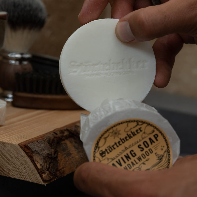 Störtebekker® Premium Shaving Soap Sandalwood 70g - Handmade soap for rich shaving foam - Perfect for shaving with a safety razor and razor - Vegan shaving soap for women and men 70 g (pack of 1) - NewNest Australia