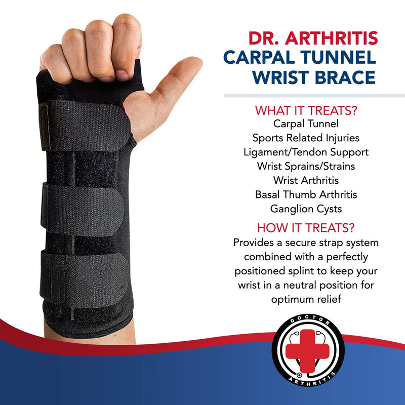Doctor Developed Carpal Tunnel Night Wrist Brace & Wrist Support [Single] (with splint) & Doctor Written Handbook - Fully Adjustable to Fit any Hand (Right) Right - Splint Support - NewNest Australia