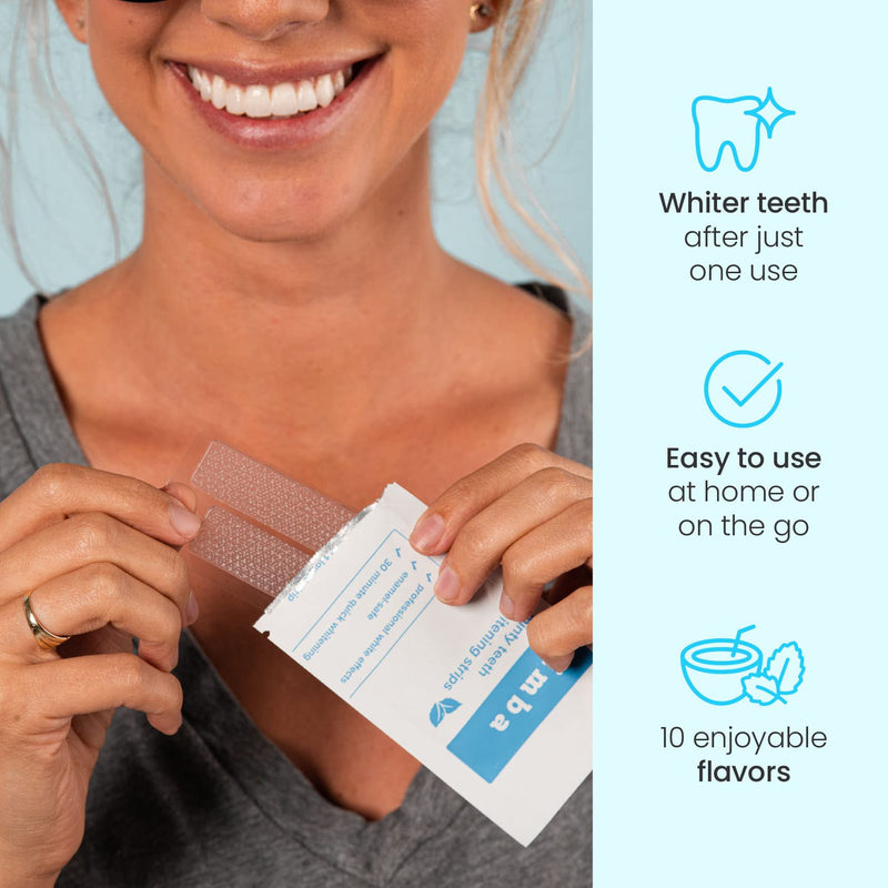 Zimba Teeth Whitening Strips - Vegan Stain Remover White Strips - Hydrogen Peroxide Teeth Whitener for Coffee, Wine, Tobacco, and Other Stains - Blue Raspberry Flavor - 28 Strips (14-Day Treatment) 28 Count (Pack of 1) - NewNest Australia