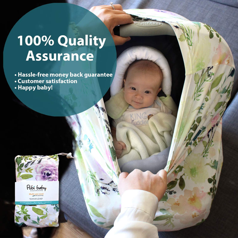 Pobi Baby Premium Multi-Use Cover - Nursing Cover, Baby Car Seat Covers, Shopping Cart, High Chair, and Breastfeeding Cover - Ultra-Soft, Stretchy, and Versatile Floral Scarf for Baby and Mom (Allure) - NewNest Australia