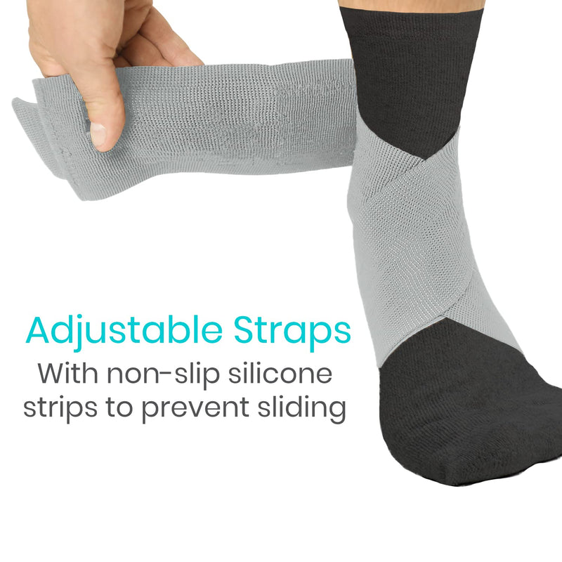 Vive Ankle Wrap - Strap Heel Brace Stabilizer For Sprained Foot - Breathable, Soft, Firm Compression Sport Sleeve For Swelling - Adjustable Nonslip Elastic Support For Tendonitis - For Women, Men Gray - NewNest Australia
