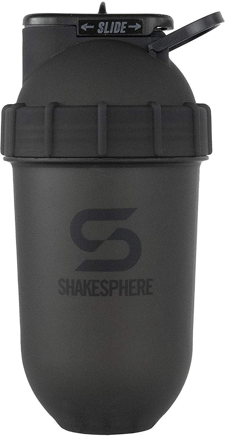 ShakeSphere Tumbler: Protein Shaker Bottle, 700ml - Capsule Shape Mixing - Easy Clean Up - No Blending Ball or Whisk Needed - BPA Free - Mix & Drink Shakes, Smoothies, More - Matte Black/Black Logo Matte Black With Black Logo - NewNest Australia